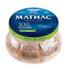 Филе-кусочки сельди «Матиас» «XXL отборный» в масле  с луком 260 гр (RS41005)